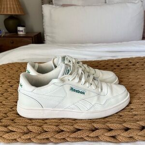 Reebok White and Green Leather Sneakers